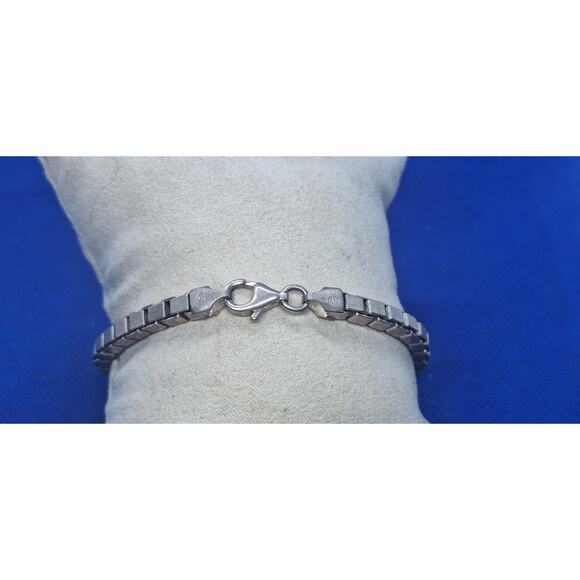 925 Sterling Silver 4.5 mm Heavy Box Chain Bracelet- Nickel Free- Italy- 8" - Picture 3 of 5